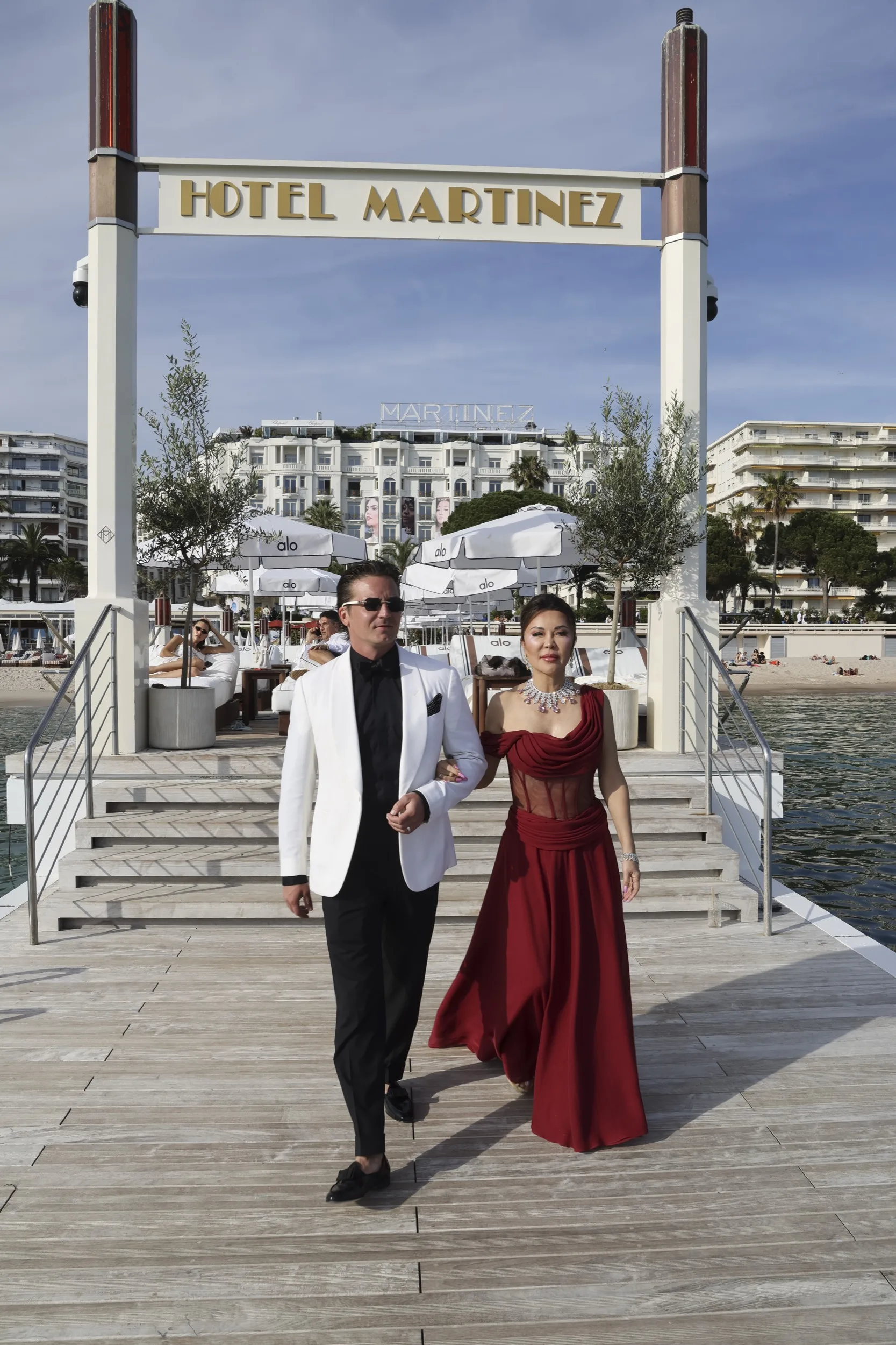 Couple on Plage Martinez pier — Cannes Film Festival 2026
