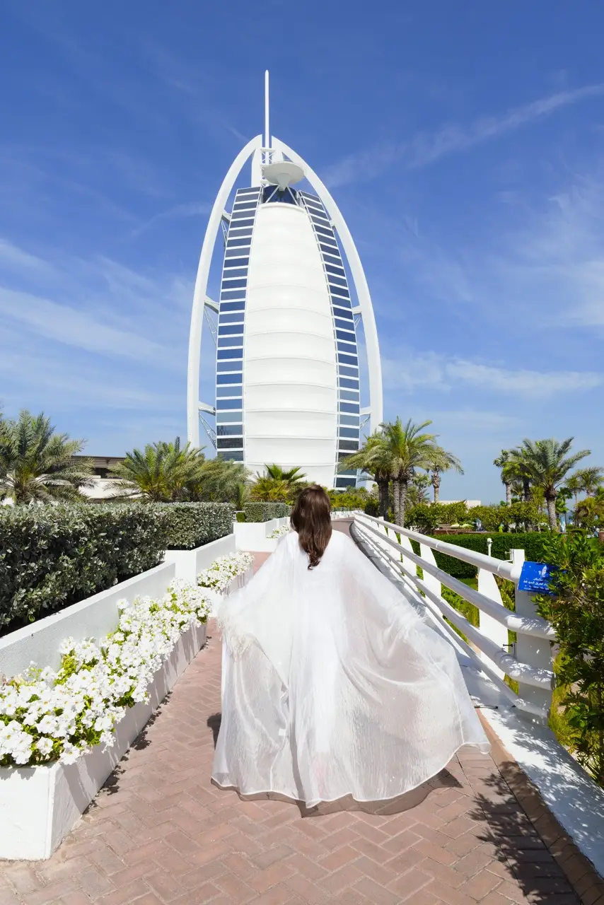 Walking towards Burj Al Arab — lifestyle photography