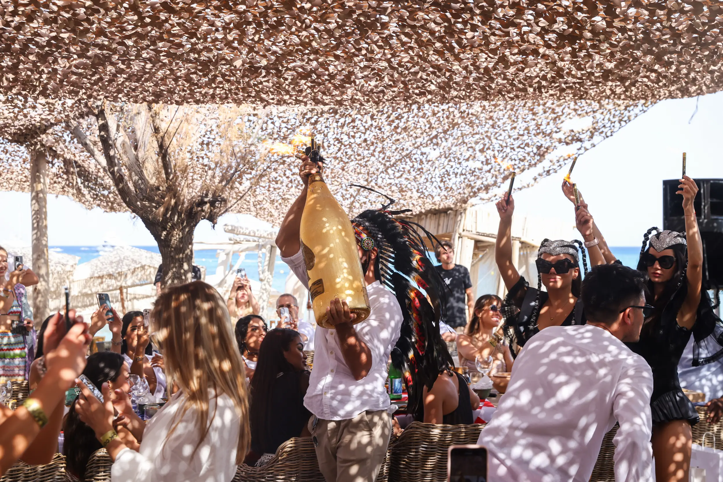 Saint-Tropez festive beach restaurant — private VIP event coverage on Pampelonne